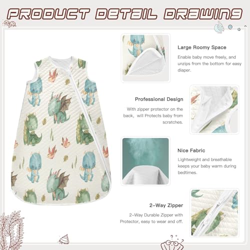 Image of Kigai Baby Sleep Sack Cute Dragon Unisex Wearable Blanket Sleeping Bag Soft Swaddle Transition with 2-Way Zipper