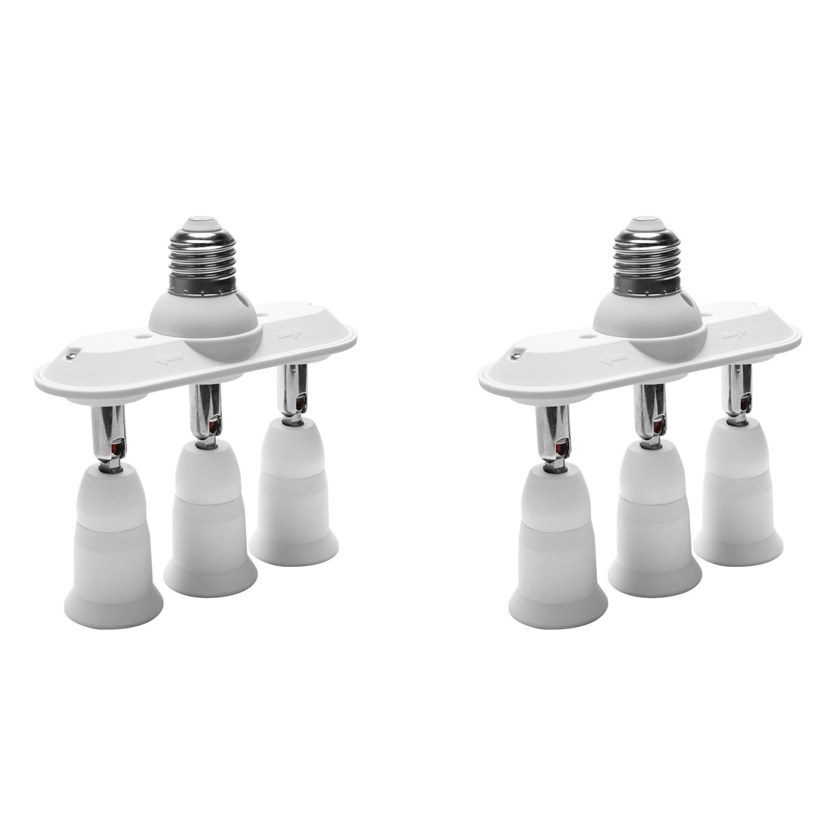 Hndhbfgrt 2X E27 Adapter Converter Horizontal Designed 360 Degrees Adjustable 180 Degree Bendable Light Socket Splitter