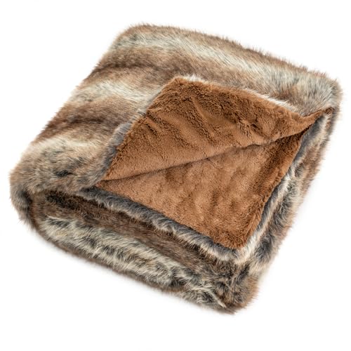 COSTWAY Pelosa per Letto Matrimoniale, Coperta in Pelliccia Sintetica Morbida e Soffice, Plaid di Lusso Spesso Caldo per Letto, Divano, 153 x 203 cm (153 x 203 cm,Stile 1)