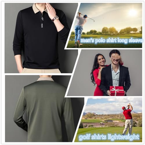 Men's Long Sleeve Polo Shirt, Comfortable Men's Big and Tall Polo Shirts with Collar Casual Pullover Golf Shirt2
