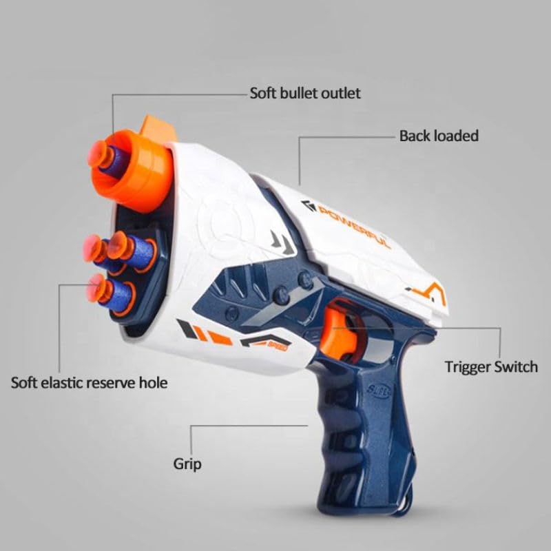 Image of Kidoyz Blaze Storm Super Gun - Soft Bullet Dart Gun Toy with 10 Foam Bullets | Long Range Manual Blaster Pistol for Target Shooting & Battle Games | Toy Gun for Kids Boys Girls 6 7 8 9 10 Years