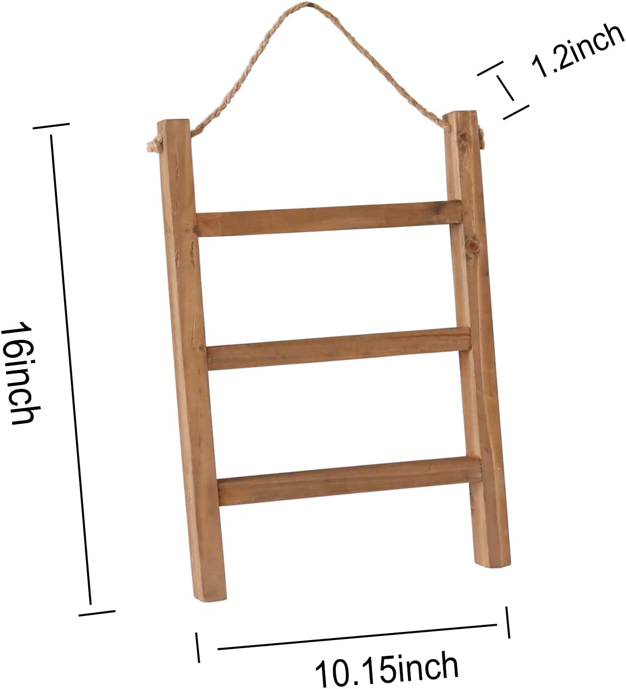 Joy Choice Farmhouse Style 16" Wood Blanket Ladder - 3-Tier Wall Hanging Rack for Living Room, Kitchen, Bathroom (Natural)