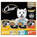 Cesar Wet Dog Food Home Delights & Classic Loaf in Sauce, Breakfast & Dinner Variety Pack, 3.5 oz. Trays, 24 Count