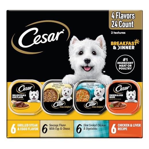 Cesar Home Delights & Classic Loaf in Sauce Adult Wet Dog Food, Breakfast & Dinner Variety Pack, Wet Food for Dogs, 3.5 oz Tray, 24 Count