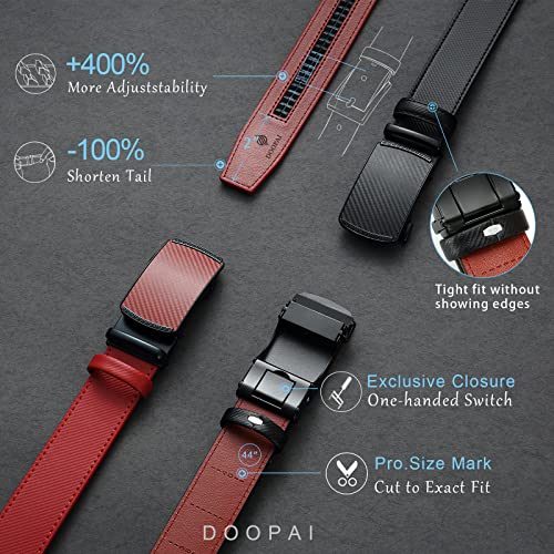 Image of DOOPAI Men's 2 Pack Ratchet Dress Belt - Adjustable 1 3 /8 inch Genuine Leather, Size Length Can Be Cut, With Gift Box