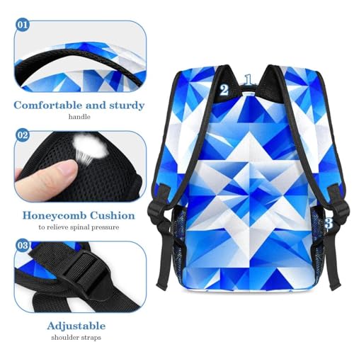 Ensemble cartable imprimé drapeau mosaïque bleu sac à dos étudiants - 4