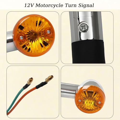 RainMan S 2 Pack Motorcycle Front Rear turn Signal Blinker Indicator Light Replacement for Honda Yamaha Kawasaki Suzuki Amber Chrome, Does not apply - Thumbnail 6