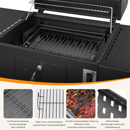 38,5-71cm Universal Verstellbare Holzkohleschale für Tepro Toronto, Taino Hero XL, Activa Angular, EL Fuego Montreal Holzkohlegrill, Hochtemperaturbeständig Aschepfanne,Holzkohlekorb Grill Ersatzteile