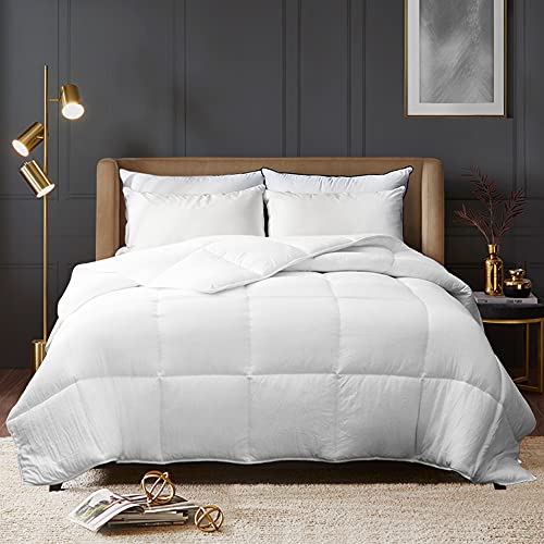 TOPGREEN White Full Queen Comforter Sets, Lightweight White Down Alternative Comforter Set 3 Piece 90x90 Comforter with 2 Shams for Queen Size Bed Fluffy White Comforter All Season