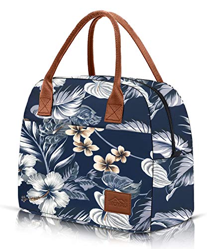 Moyad Borsa Termica per il Pranzo Portatile Borsa Isolata per Picnic da 12 Litri per Adulti e Bambini Borsa per la Scatola Stile Elegante, Motivo a Fiori Hawaiani