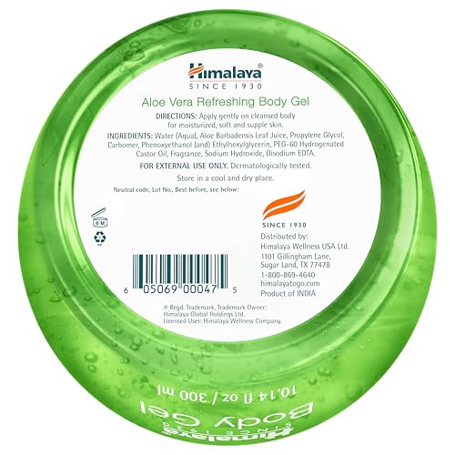 Image of Himalaya Aloe Vera Refreshing Body Gel, with Real Aloe Vera for Moisturizing, Cooling, and Soothing Skin, Lightweight Non-Greasy Formula, 10.14 fl oz (300 ml)