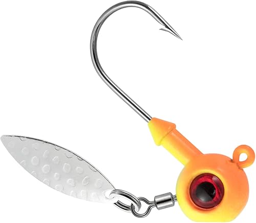 Dr.Fish Paquete de 10 plantillas de pesca Underspin de pie, plantillas redondas, hoja giratoria, plantillas de pesca pintadas Walleye Crappie Jig