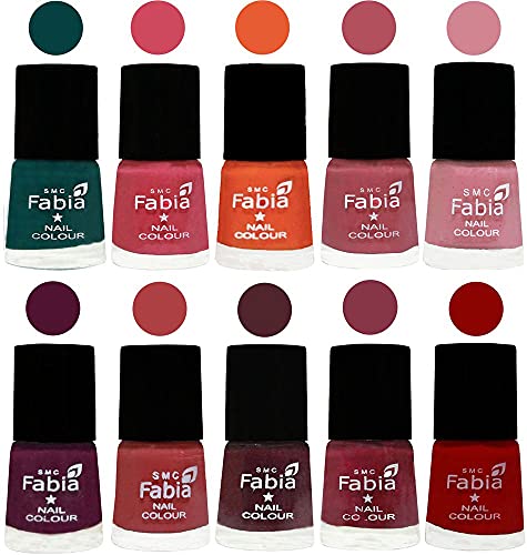 Image of ALL IN ONE (PACK OF 10), Long Lasting Glossy Nail Polish, 6 ml Each, All Vibrant Colours,02100