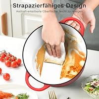 Gusseisen Topf Brotbackform, 26cm 5L Topbooc Dutch Oven Brot Backen, Rot – Ansicht 7