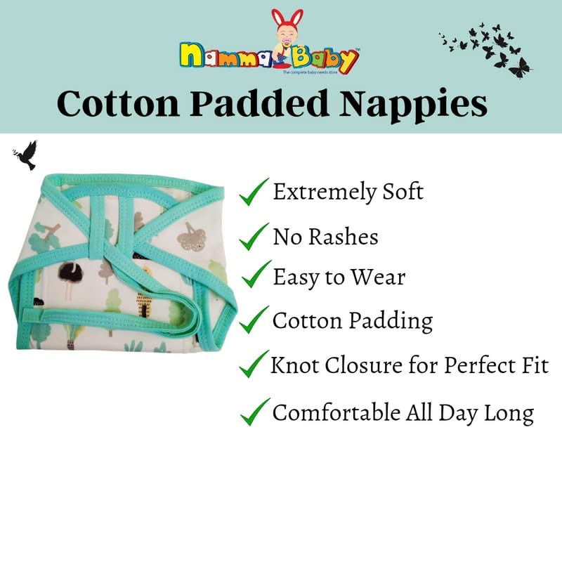 Tinchuk New Born Baby's Soft Cotton Padded Double Layer Cloth Diapers/Langot/Washable and Reusable Nappies (Multicolour, 0-6 Months) Pack of 8 2