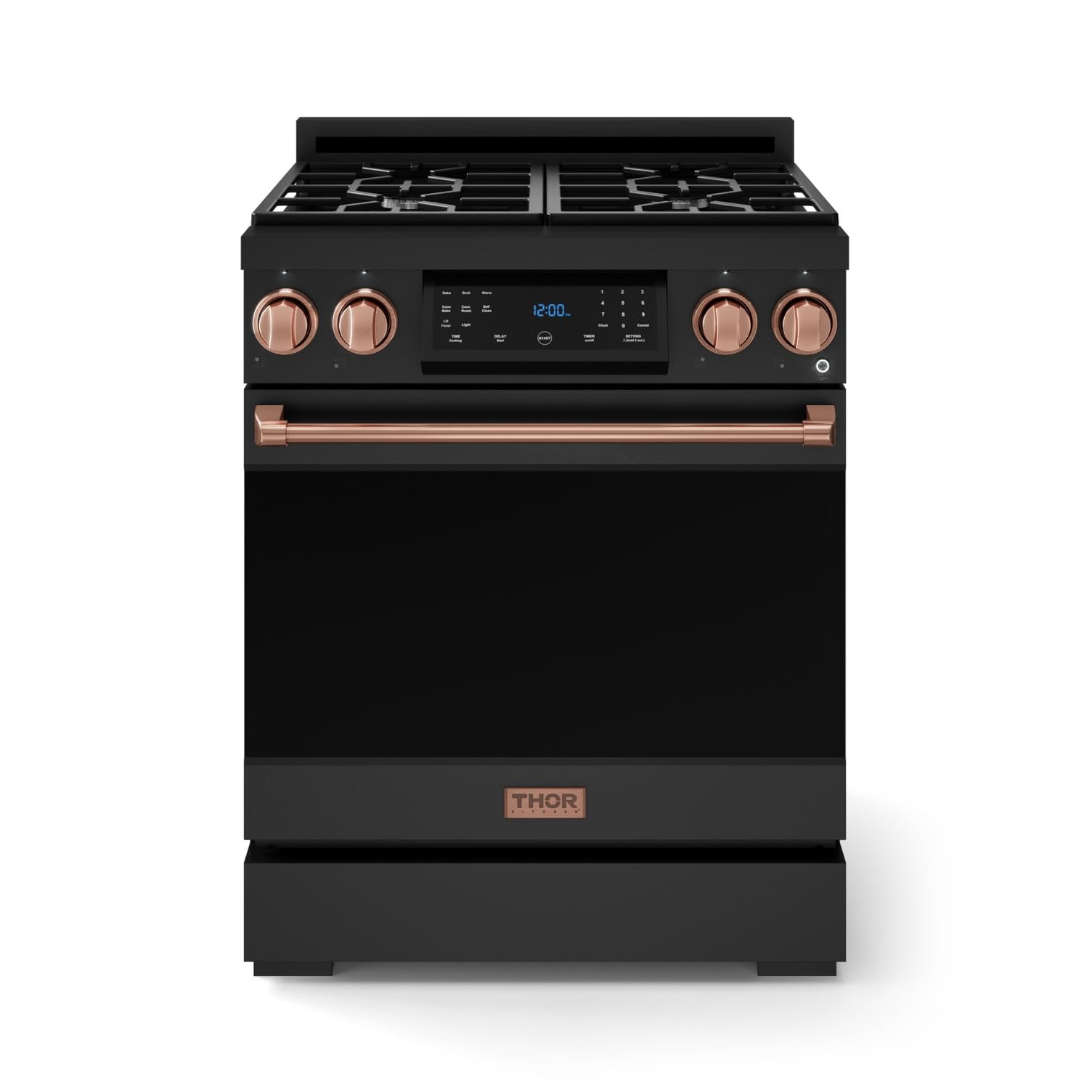 Gordon Ramsay by THOR Kitchen 30 Inch Professional Gas Range with Tilt Panel Touch Control in Black/Rose Gold