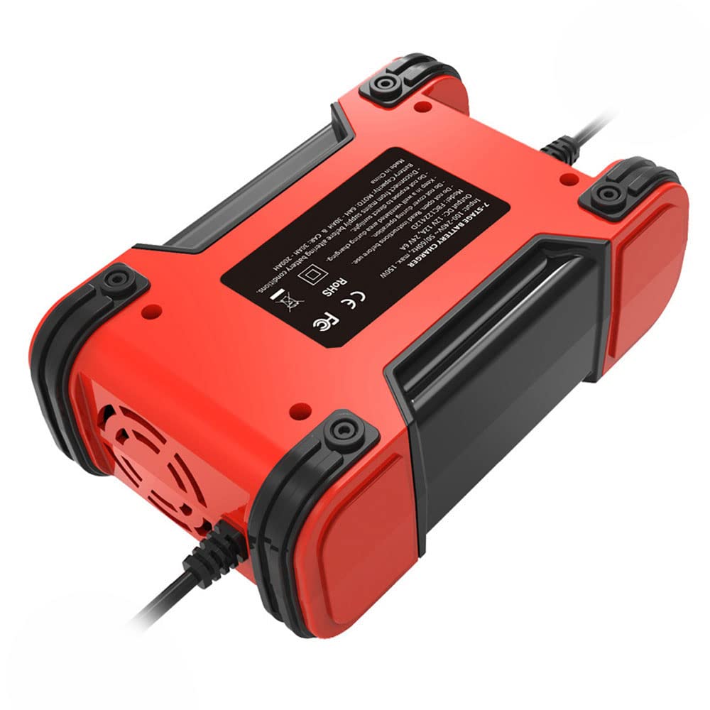Caricabatterie per auto 12V/12A 24V/6A Caricabatterie intelligenti completamente automatici Manutentore Caricabatterie portatile Desolfatore per batterie per auto Moto Camper Tosaerba Barche