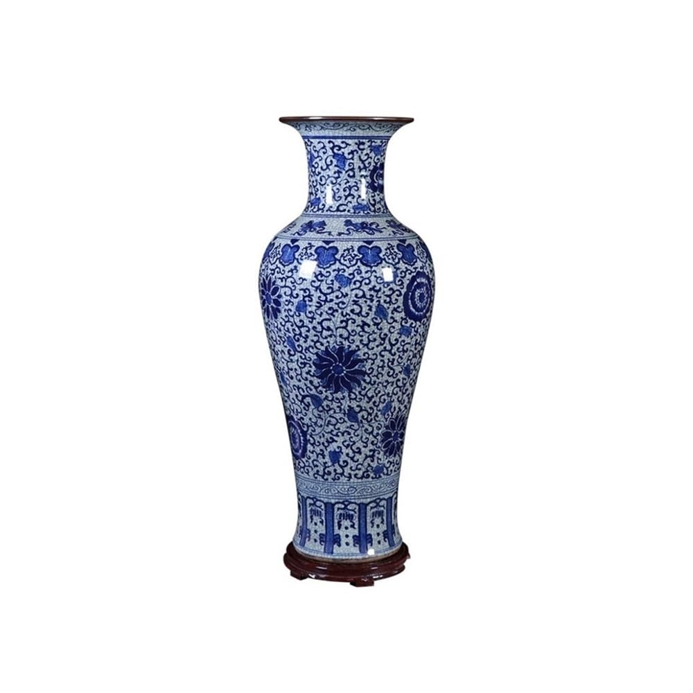 Vase en porcelaine bleue et blanche de sol pour décorer un grand espace vide