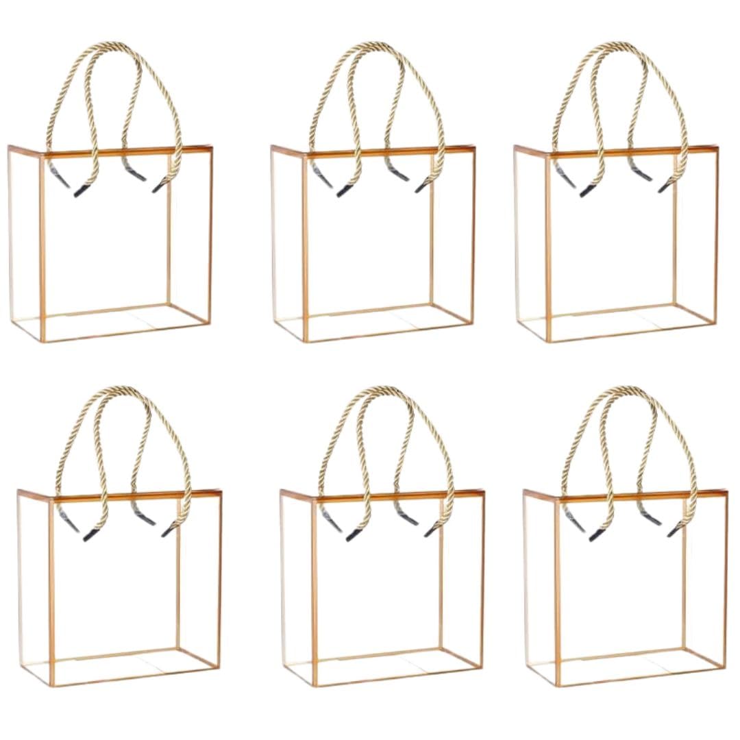 SATYAM KRAFT 6 Pcs Trasparent Golden border Bag Goodie Bags Gift bag, gift For Christmas, new year Gifting, marriage Return Gifts, Birthday, Wedding, Party, Seasons Greetings (Golden, Small) (B0DGQ6KSGZ) Amazon Price History, Amazon Price Tracker
