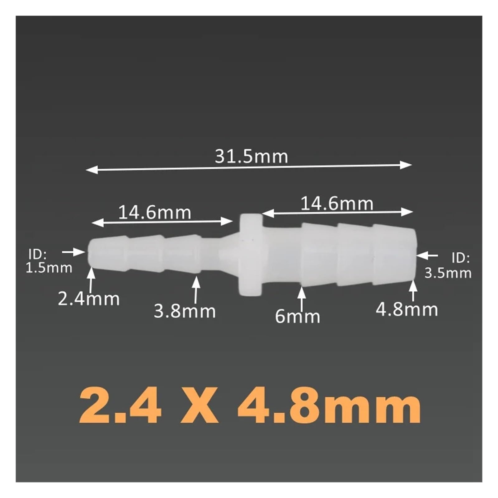 5 ~ 500 szt. 4 6 8 10 12 mm PE plastikowe złącze redukcyjne do zbiornika akwarium adapter pompy powietrza do nawadniania ogrodu złącze węża (2,4 do 4,8 mm, 200 sztuk)