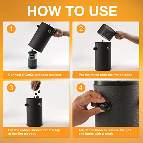 Hotdevil Tabletop Mini Portable Fire Pit Small Propane Fireplace Outdoor Indoor Gas Power Fire Bowl Pot With Clear Heat-Resistant Glass And Many Pebbles Decor For Garden Pool Patio Balcony Porch #TOP4