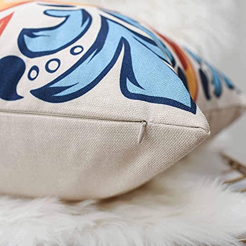 Wyooxoo Decorative Blue Pillow Covers 18X18 Outdoor Farmhouse Pillow Covers Cushion Cover Set Of 4 Linen Square Throw Pillow Cases For Couch Sofa Car Living Room Patio Furniture #TOP2