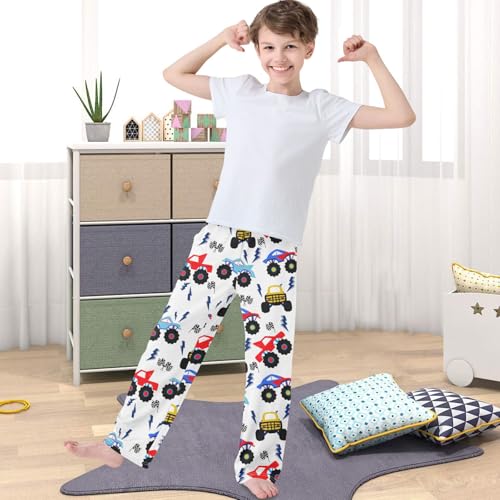 Boy's Pants Monster Truck Flag Cartoon Jogger Pants Elastic Waist Long Bottoms Trousers with Pockets 6-14 Years4