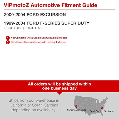 Vipmotoz Chrome Housing Headlight & Clear Turn Signal Corner Lamp Assembly Set For 1999-2004 Ford Superduty F250 F350 Pickup Truck & Excursion, Driver & Passenger Side #TOP5