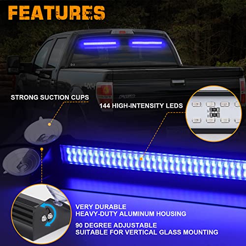 Blue Emergency Dash Lights 144 LED Warning Hazard Safety