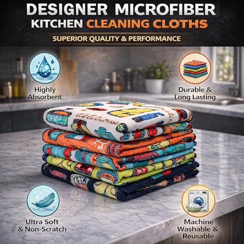 Image of Cutting EDGE 220 GSM-Set of 5-Microfiber Car & Bike Cleaning Cloth, Soft Absorbent Lint Free Towels, Scratch Free Reusable Cloth for Car Cleaning, Glass, Dashboard & Interior (30 x 30 cm, Multicolor)