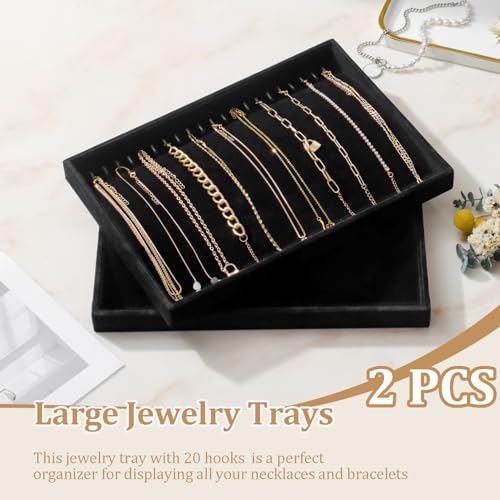 Image of Large Velvet Jewelry Tray Display Drawer Inserts 2 Pack