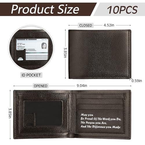 10 Pcs Leather Wallet Bulk for Men Employee Thank You Gifts PU Slim Bifold Wallet Set Nurse Teacher Gifts for Men(Brown)2