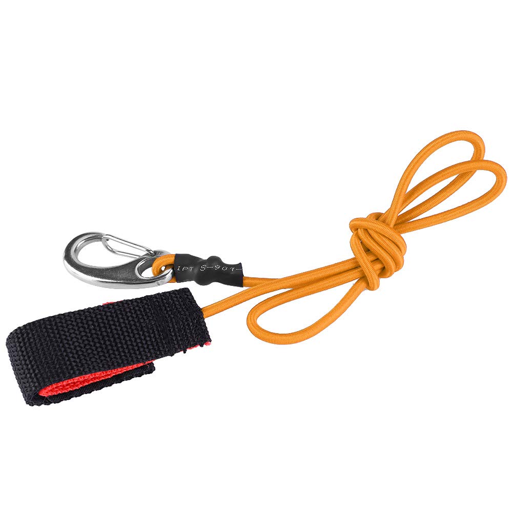 QERLONG Kayak Paddle Leash Elastic Safety Rod for Paddling Boating (Orange)