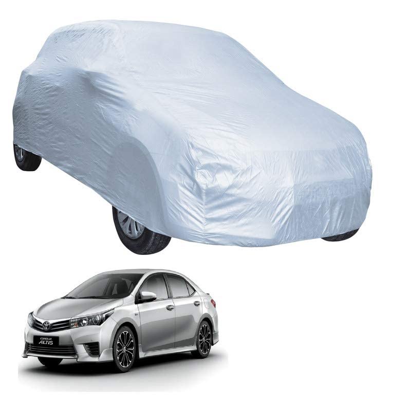 Image of Auto Hub Car Cover Compatible with Corolla (Model : 2007-2017) with Weather Proof, Triple Stitched, Corolla Car Cover- Plain Silver