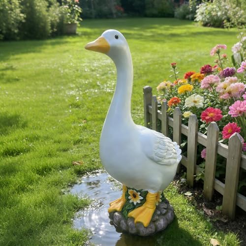 FOREVJHMM Porch Goose Statue Outdoor 20 Inch Large White Porch Goose Sculpture Dcor for Home Garden Lawn Yard Patio Entryway Accent Cute Resin Goose Figurine Gift for Mom Grandma Women