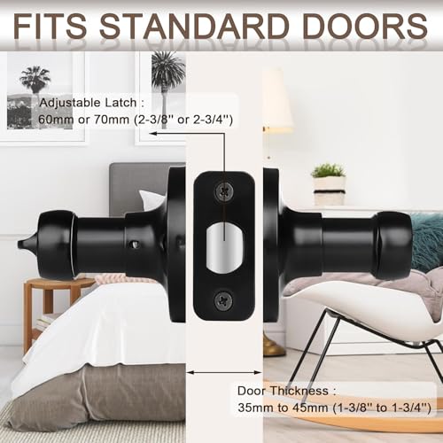 Sopoby SOP-1148US 6 Pack Matte Black Door Handles Privacy Door Levers thumb #3