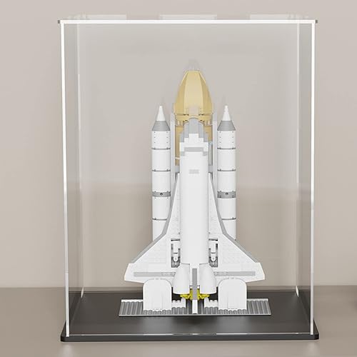 vitrina acrílica, cajas de acrílico de cubo de 7 x 7 x 11 pulgadas para exhibición, vitrinas transparentes con base negra mate y tapa para