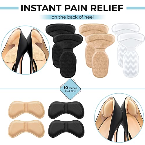 Image of Reusable Heel Grips for Women Shoes, Heel Pads for Shoes that are Too Big, Self-Adhesive Heel Inserts, Heel Cushion Inserts to Prevent Blisters, Make Shoes Fit Tighter (10 Pieces in A Set)