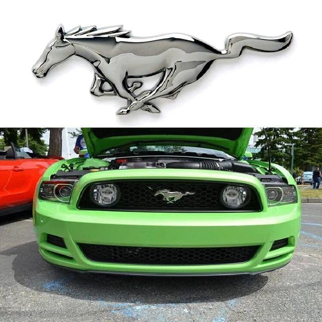 Image of OAN 3D Raised Mstang Horse Silver Metal Monogram Emblem Badge Sticker for All Cars & Bikes (Silver)