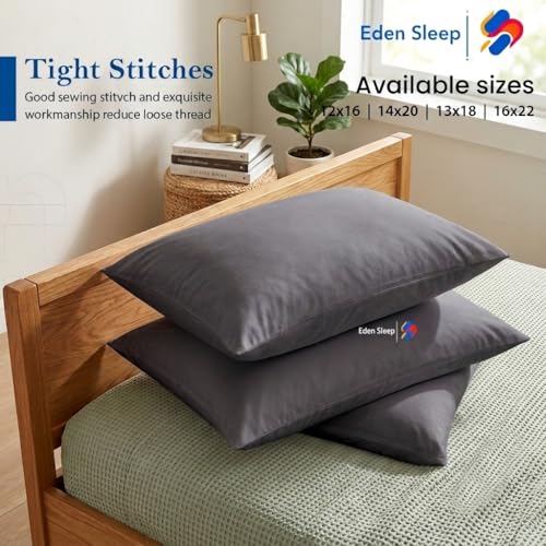 Image of Toddler Travel Baby Pillowcases, Pack of 2 Zipper Closure Pillow Cover 100% Cotton Small Pillowcase, 500 Thread Count Nersury Pillowcase for Kids 12x16 inch, Dark Grey