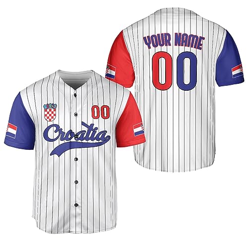 Parvii Personalized Croatia Baseball Jersey, Croatia Flag Pride Jersey Shirt for Men & Women Croatia Apparel, Croatia Shirts (Style 7)