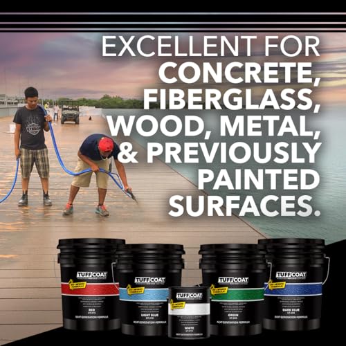 Image of Tuff Coat Medium Texture Rubberized Non-Skid Deck Coating - Textured Non-Slip Safety Surface for Pool Decks, Docks, Boat Ramps, Patios, Walkways & High-Traffic Areas (UT-204 Dark Blue 5-gallon)