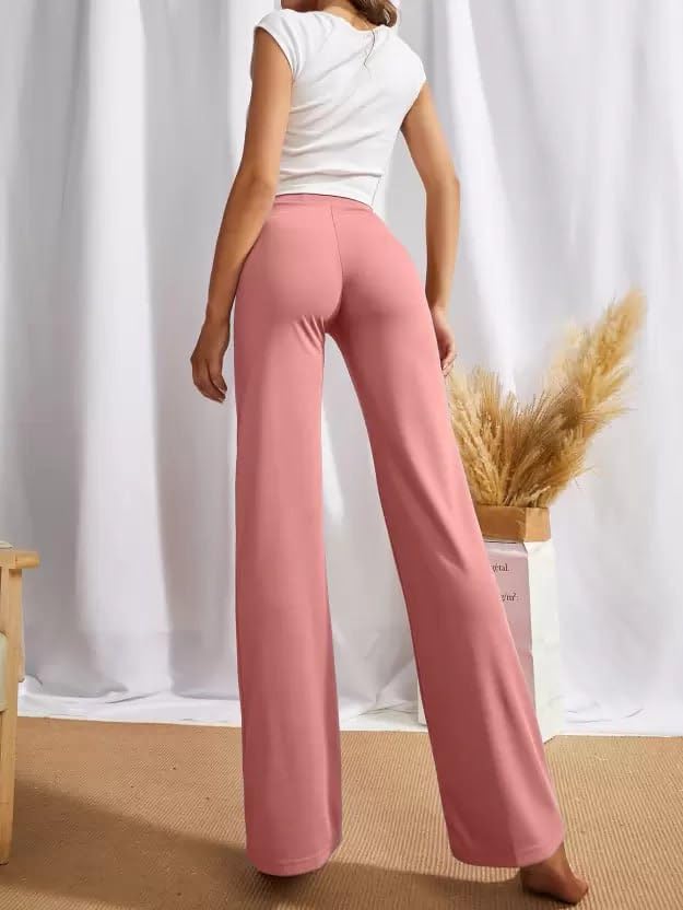 Cotton Bland Casual Pant for Women's Bottom Length Regular fit Cotton Bland Trouser Straight Fit Pants for Formal Office Casual and Daily Outdoor Lifestyle Peach 2 51 Cm+