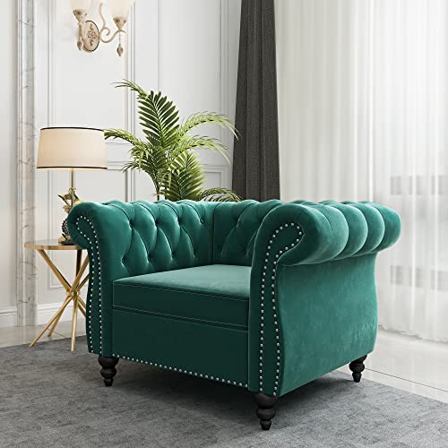 Image of QHITTY 2 Piece Living Room Set, Sectional Chesterfield Sofa Chair Contemporary Upholstered Velvet Loveseat Couch Sets for Living Room, Bedroom, Office