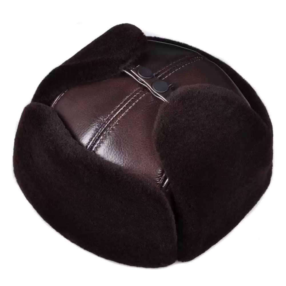 Czapka Zimowa Męska,Ciepła Czapka Z Nausznikami,Rosyjska Czapka Dla Taty,Dziadka,Gospodarstwa Domowego,Czarna-Xxl(Brązowy-Duży)