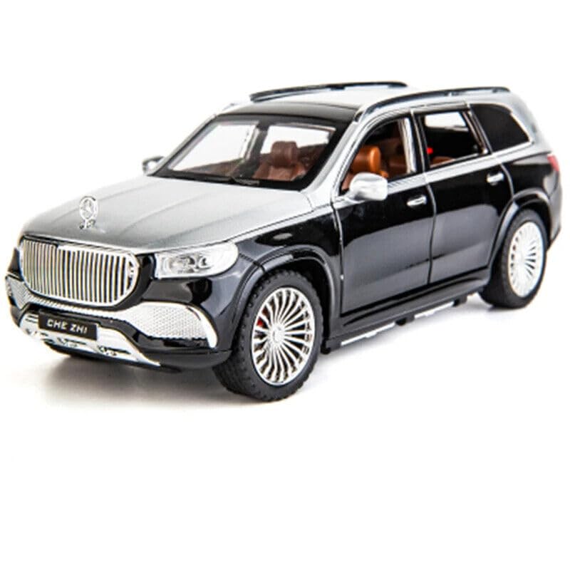 Image of Mercedes Benz GLS 600 SUV 1:24 Big Size Diecast Scale Model Alloy Metal Pull Back Toy car for Kids with Openable Doors & Light, Music Toy Vehicle for Kids (Silver+Black)