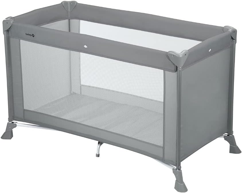 Safety 1st Soft Dreams Convenient and Compact Baby Travel Cot, Mattress Included, from Birth to Approx. 3 yrs, Full Grey