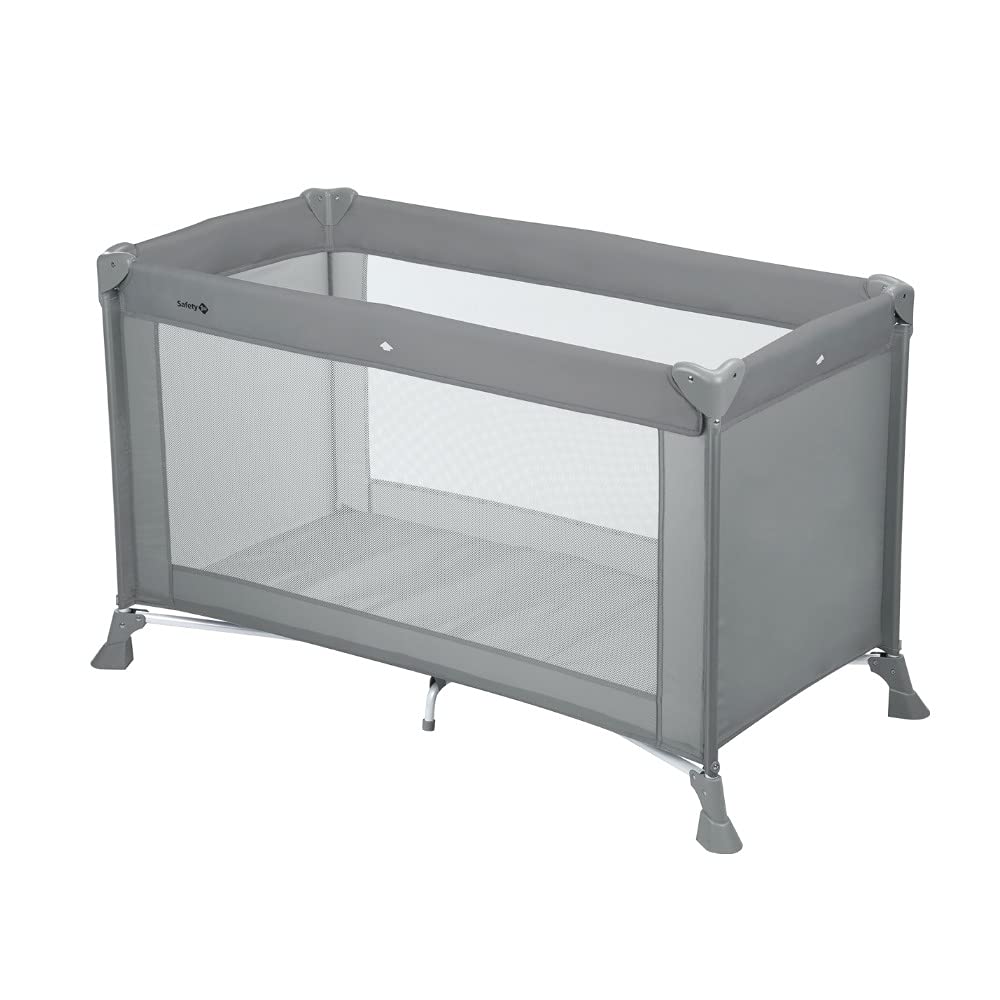 Safety 1st Soft Dreams Convenient and Compact Baby Travel Cot, Mattress Included, from Birth to Approx. 3 yrs, Full Grey