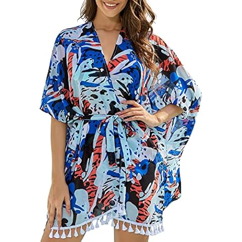 AS ROSE RICH Kimonos for Women - Summer Swim Cover Up - Plus Size Floral Kimono Cardigan - Color Graffiti Medium Cover