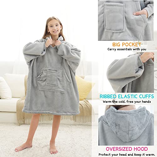 REDESS Blanket Hoodie Sweatshirt, Wearable Blanket Oversized Sherpa with sleeves and giant pocket, cozy hoodie for adults kids - Image 2